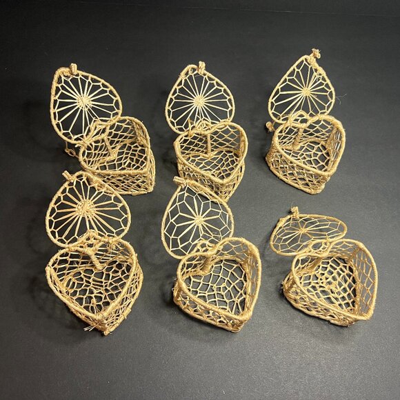 Set of 6 Handmade Mini Woven Heart Trinket Boxes w/ Lids & Latches 1.5 x 2.25" - Picture 5 of 5